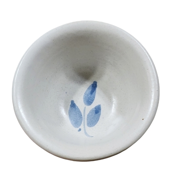 Vtg OBE signed studio pottery finger bowl blue floral - Picture 4 of 11